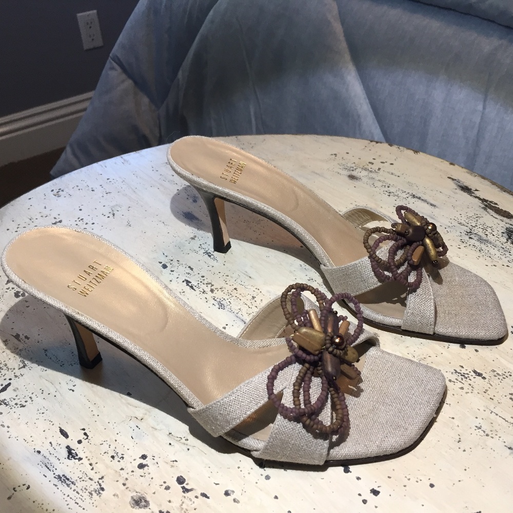 Suart Weitzman Open Toe Heeled Casual Slide Sandal